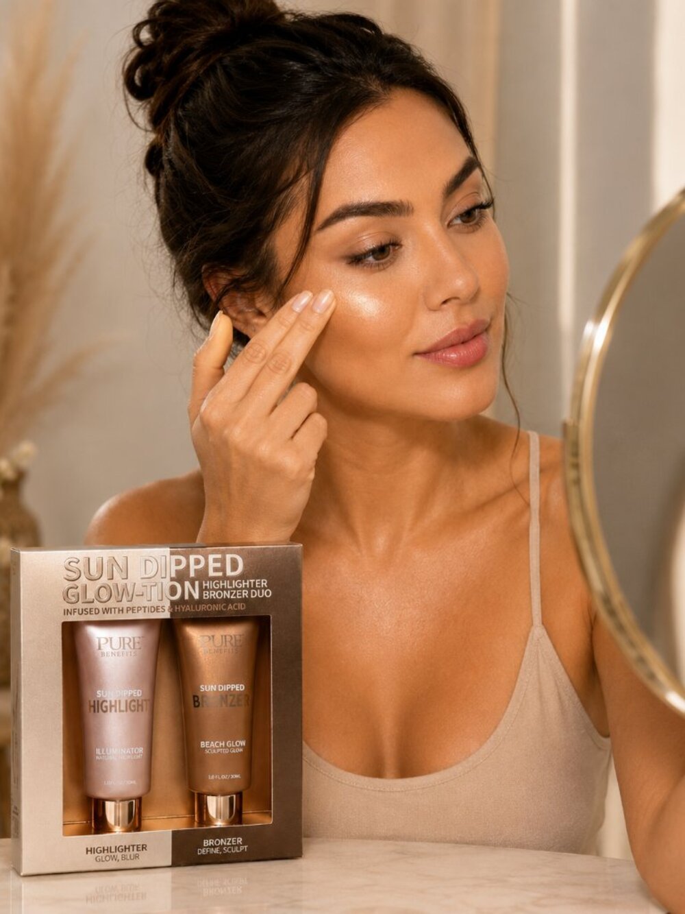 Pure Benefits Sun Dipped Glow-Tion Highlighter Bronzer Duo NIB Sealed